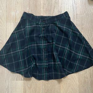 Navy and dark green plaid skirt